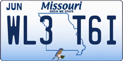 MO license plate WL3T6I