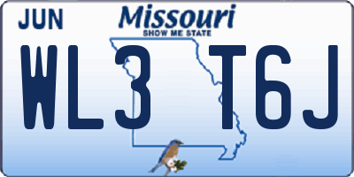 MO license plate WL3T6J