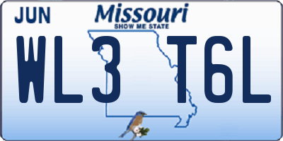 MO license plate WL3T6L