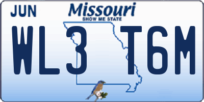 MO license plate WL3T6M