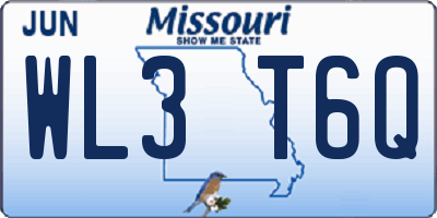 MO license plate WL3T6Q