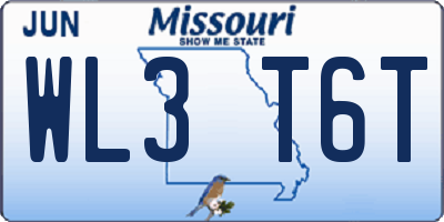 MO license plate WL3T6T