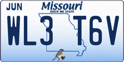 MO license plate WL3T6V