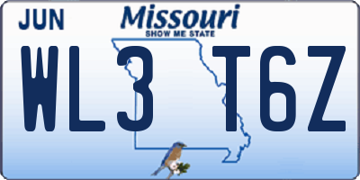 MO license plate WL3T6Z
