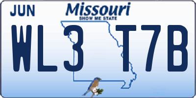 MO license plate WL3T7B