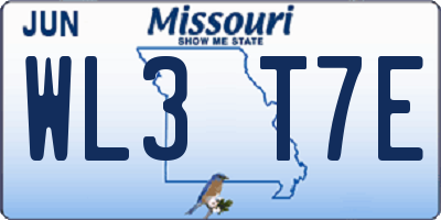 MO license plate WL3T7E