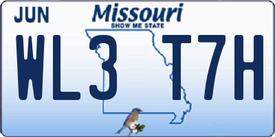 MO license plate WL3T7H