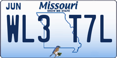 MO license plate WL3T7L