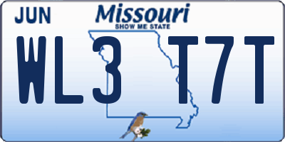 MO license plate WL3T7T