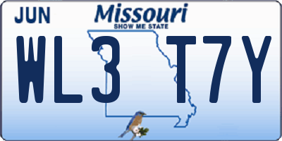 MO license plate WL3T7Y