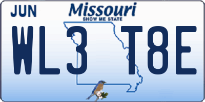 MO license plate WL3T8E