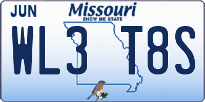 MO license plate WL3T8S