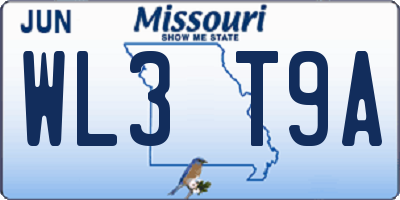 MO license plate WL3T9A