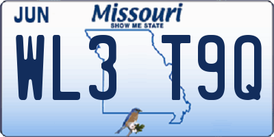 MO license plate WL3T9Q