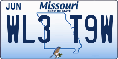 MO license plate WL3T9W