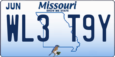 MO license plate WL3T9Y
