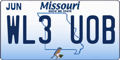 MO license plate WL3U0B