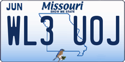 MO license plate WL3U0J