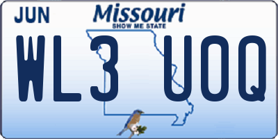 MO license plate WL3U0Q