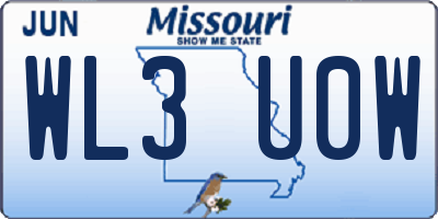 MO license plate WL3U0W