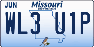 MO license plate WL3U1P