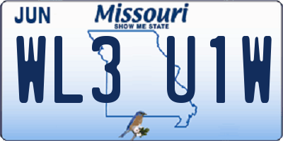 MO license plate WL3U1W