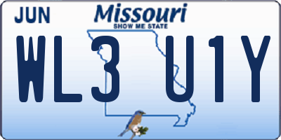 MO license plate WL3U1Y