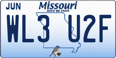 MO license plate WL3U2F