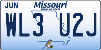 MO license plate WL3U2J
