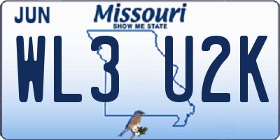 MO license plate WL3U2K
