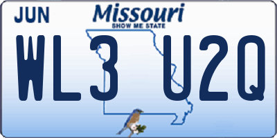 MO license plate WL3U2Q