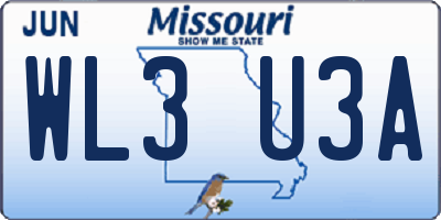MO license plate WL3U3A