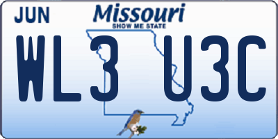MO license plate WL3U3C