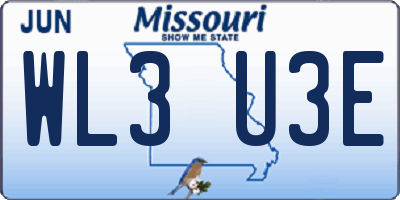 MO license plate WL3U3E
