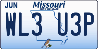 MO license plate WL3U3P