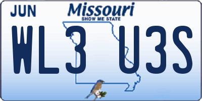 MO license plate WL3U3S