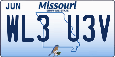 MO license plate WL3U3V