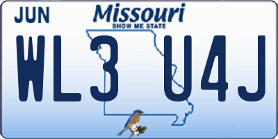 MO license plate WL3U4J