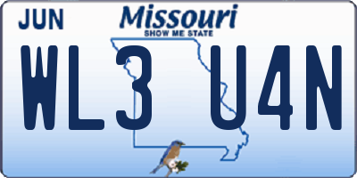 MO license plate WL3U4N