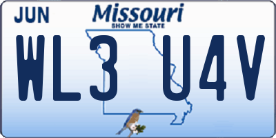 MO license plate WL3U4V