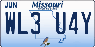 MO license plate WL3U4Y