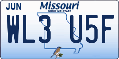 MO license plate WL3U5F