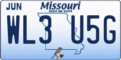 MO license plate WL3U5G