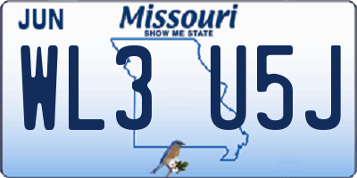MO license plate WL3U5J