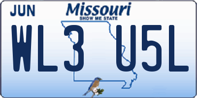 MO license plate WL3U5L