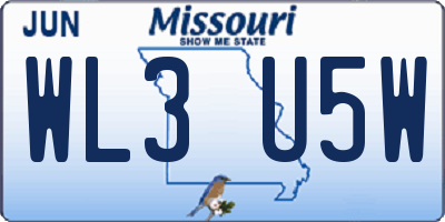 MO license plate WL3U5W