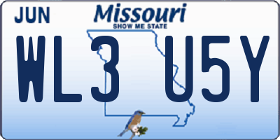 MO license plate WL3U5Y