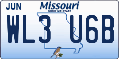 MO license plate WL3U6B