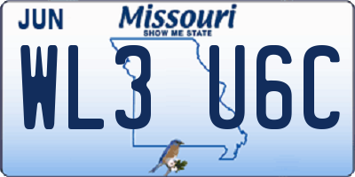 MO license plate WL3U6C