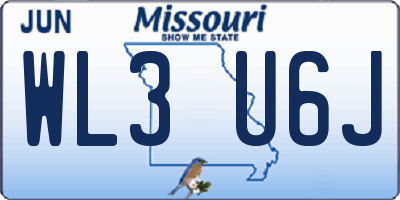MO license plate WL3U6J